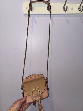 See By Chloé Joan Camera Bag Pink Beige Crossbody with Gold Ring